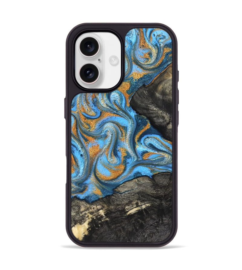iPhone 17 Wood Phone Case - Aimee (Teal & Gold, 824579)