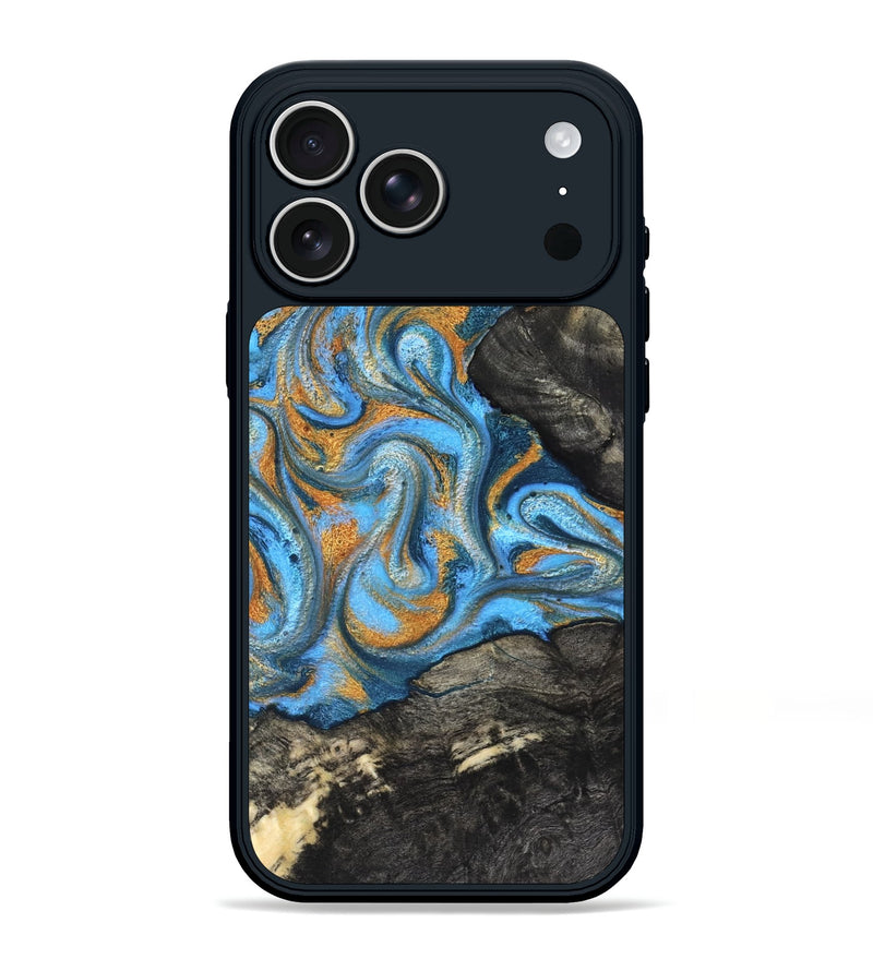 iPhone 17 Pro Max Wood Phone Case - Aimee (Teal & Gold, 824579)