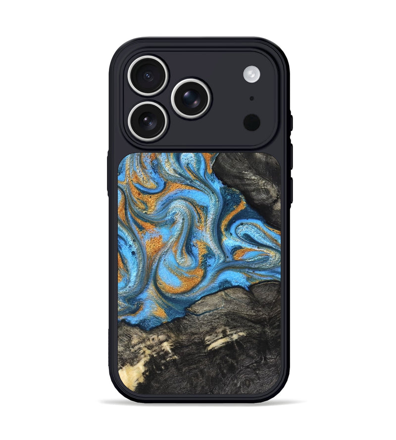 iPhone 17 Pro Wood Phone Case - Aimee (Teal & Gold, 824579)