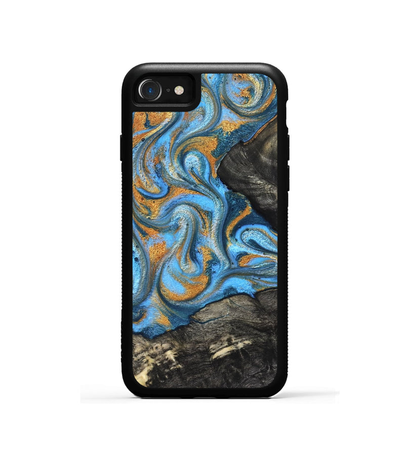 iPhone SE Wood Phone Case - Aimee (Teal & Gold, 824579)