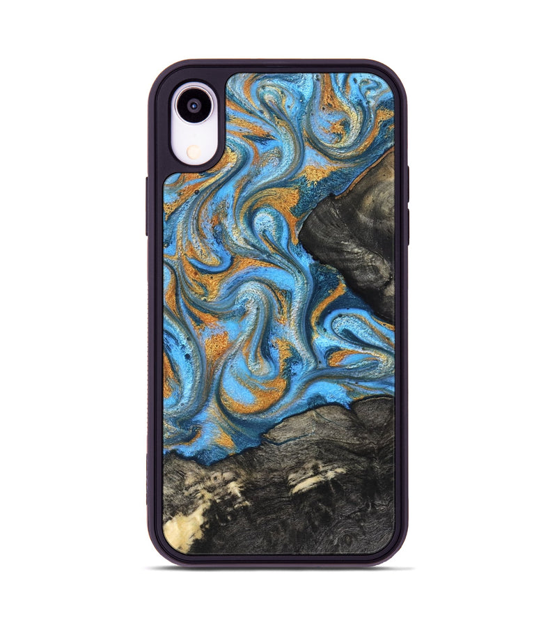iPhone Xr Wood Phone Case - Aimee (Teal & Gold, 824579)