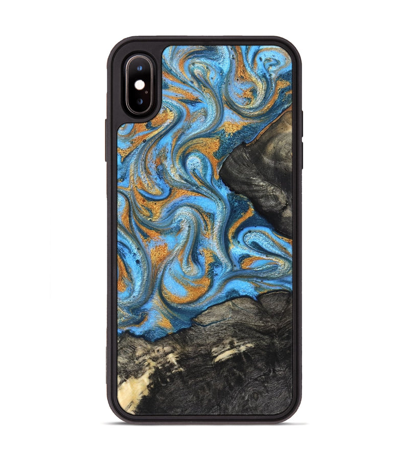 iPhone Xs Max Wood Phone Case - Aimee (Teal & Gold, 824579)