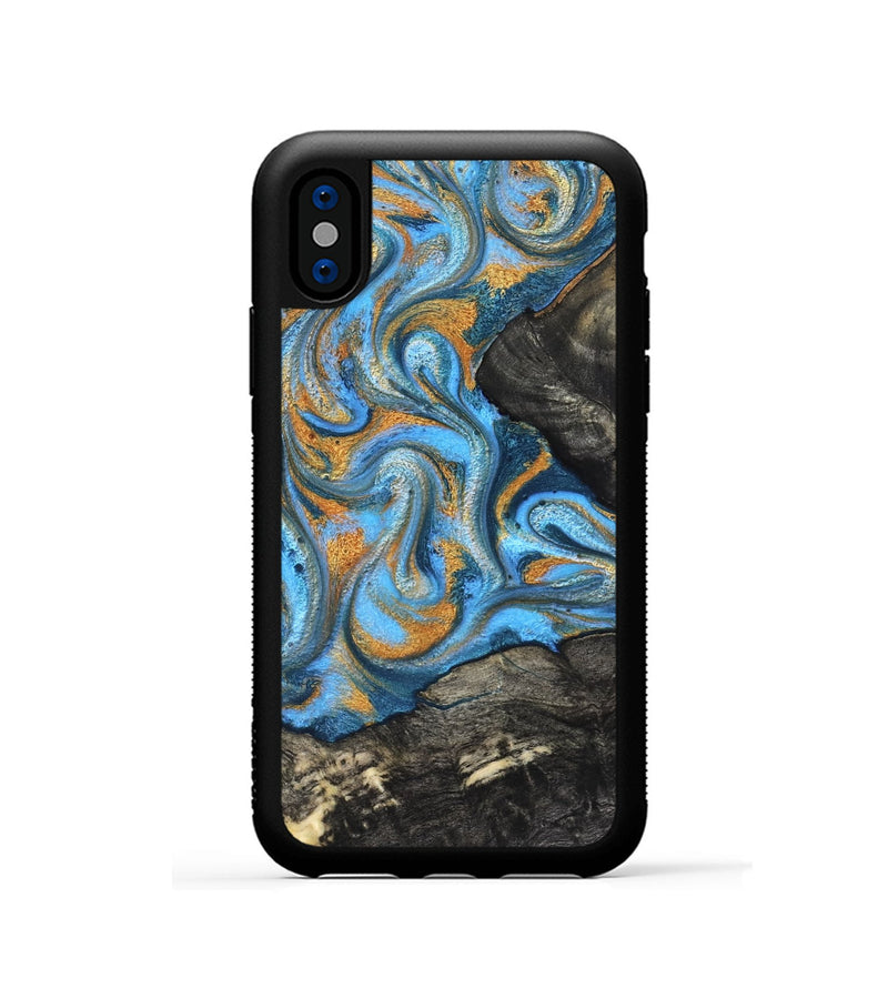iPhone Xs Wood Phone Case - Aimee (Teal & Gold, 824579)