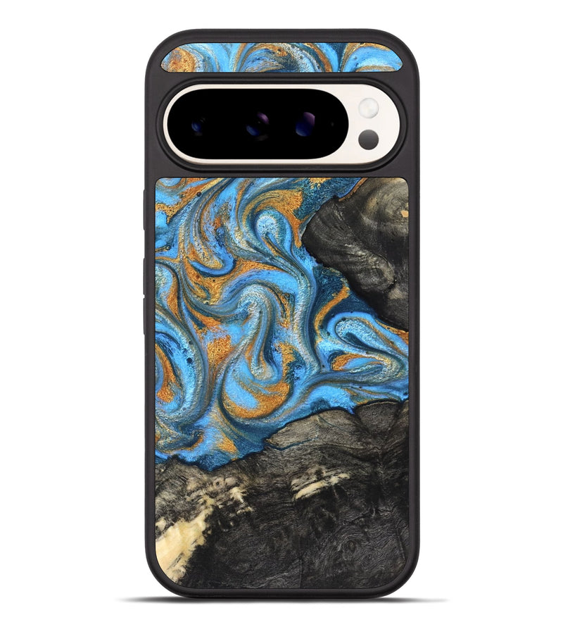 Pixel 10 Pro XL Wood Phone Case - Aimee (Teal & Gold, 824579)