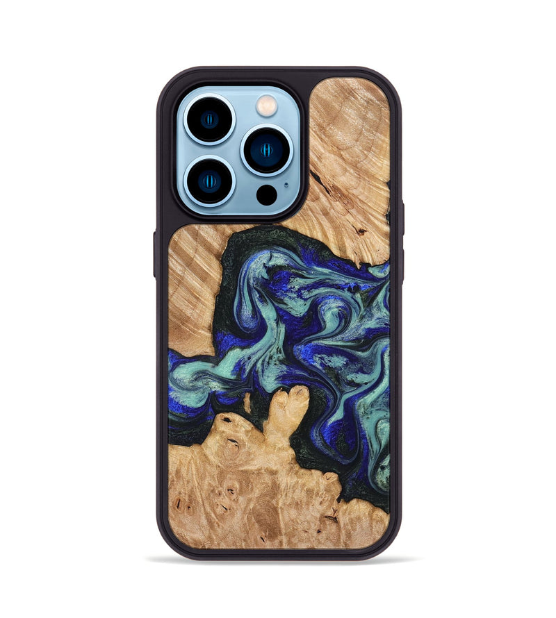iPhone 14 Pro Wood Phone Case - Lorena (Green, 824580)