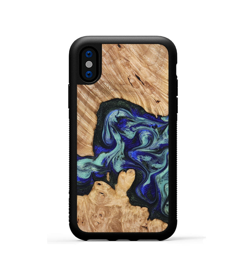 iPhone Xs Wood Phone Case - Lorena (Green, 824580)