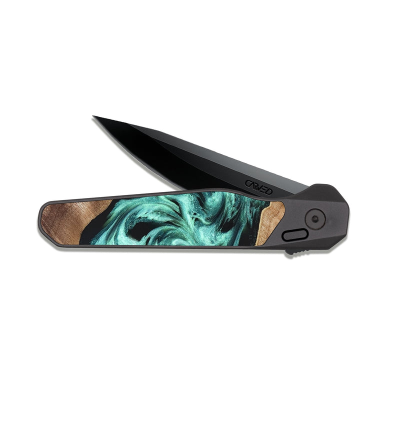 EDC Dark Slate Wood Pocket Knife - Madge (Green, 824581)