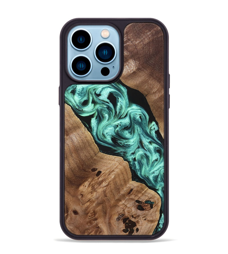 iPhone 14 Pro Max Wood Phone Case - Madge (Green, 824581)