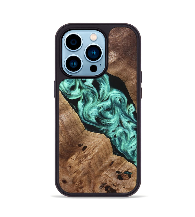 iPhone 14 Pro Wood Phone Case - Madge (Green, 824581)
