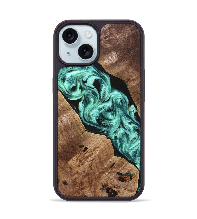 iPhone 15 Wood Phone Case - Madge (Green, 824581)