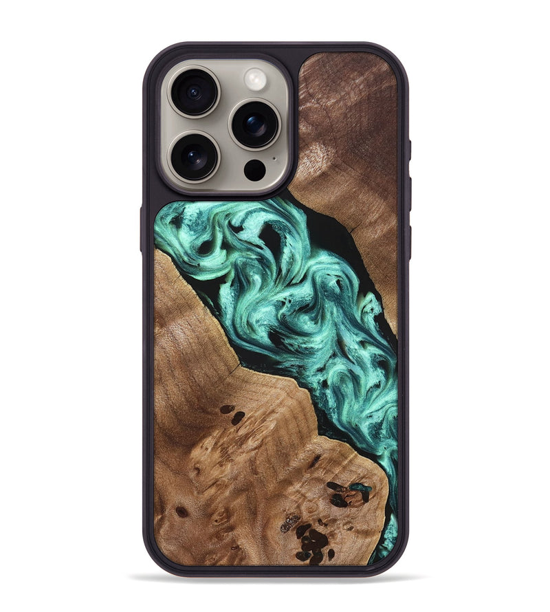 iPhone 15 Pro Max Wood Phone Case - Madge (Green, 824581)