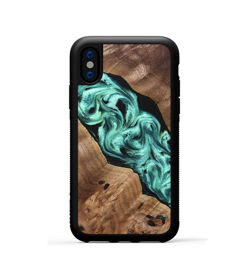 iPhone Xs Wood Phone Case - Madge (Green, 824581)