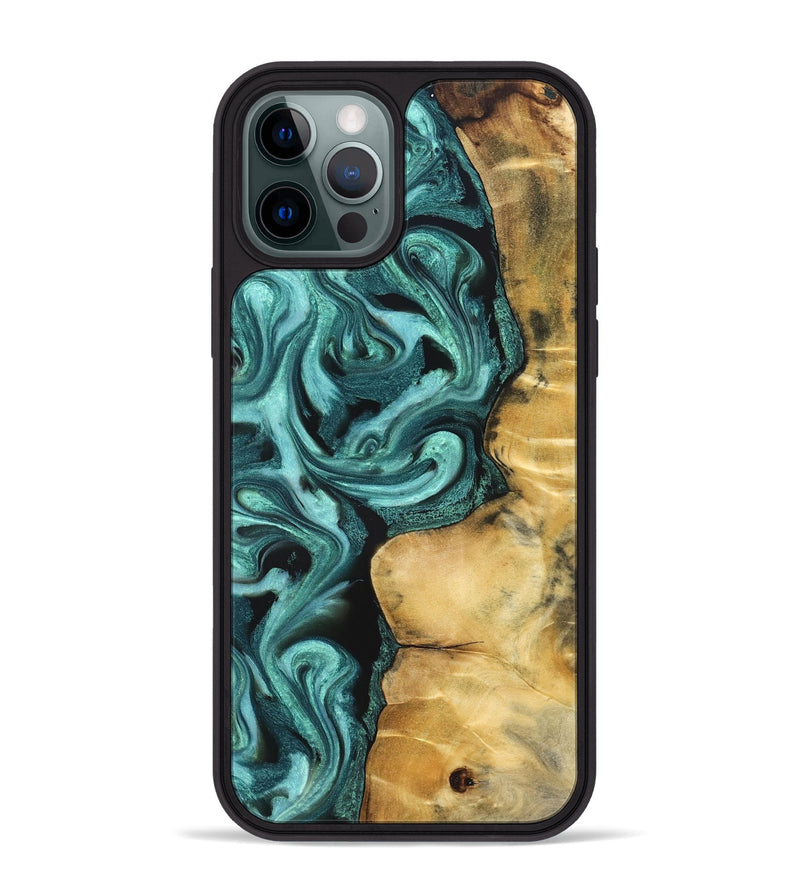 iPhone 12 Pro Max Wood Phone Case - Andi (Green, 824586)