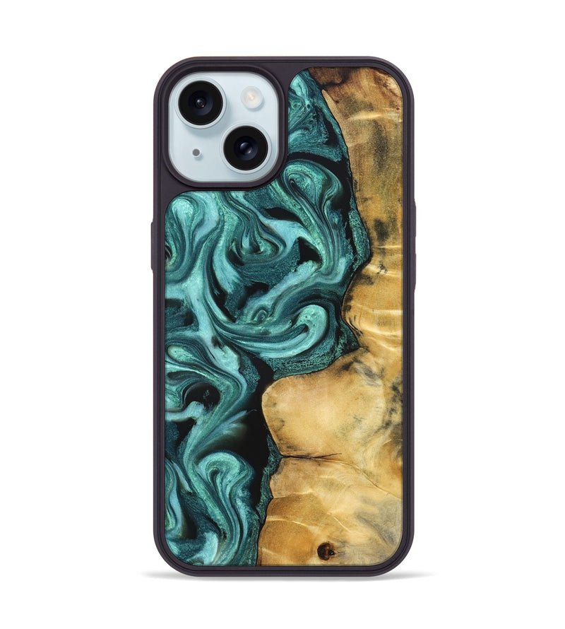 iPhone 15 Wood Phone Case - Andi (Green, 824586)