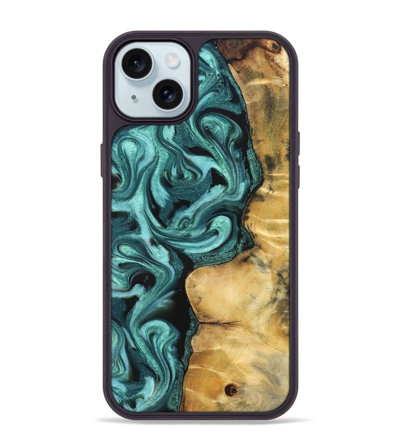 iPhone 15 Plus Wood Phone Case - Andi (Green, 824586)