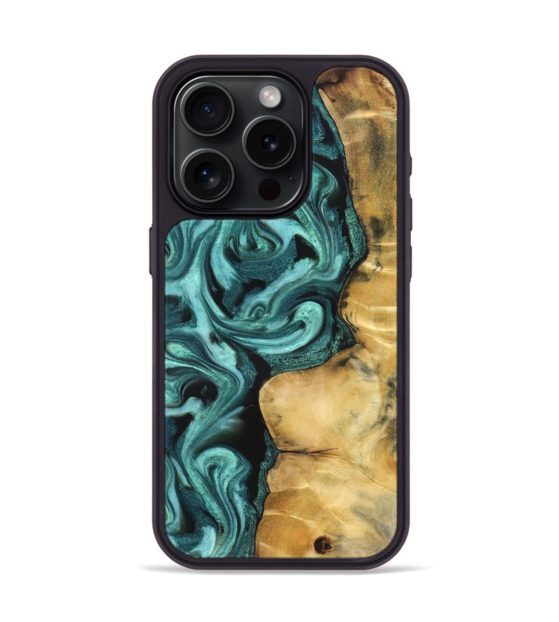 iPhone 15 Pro Wood Phone Case - Andi (Green, 824586)