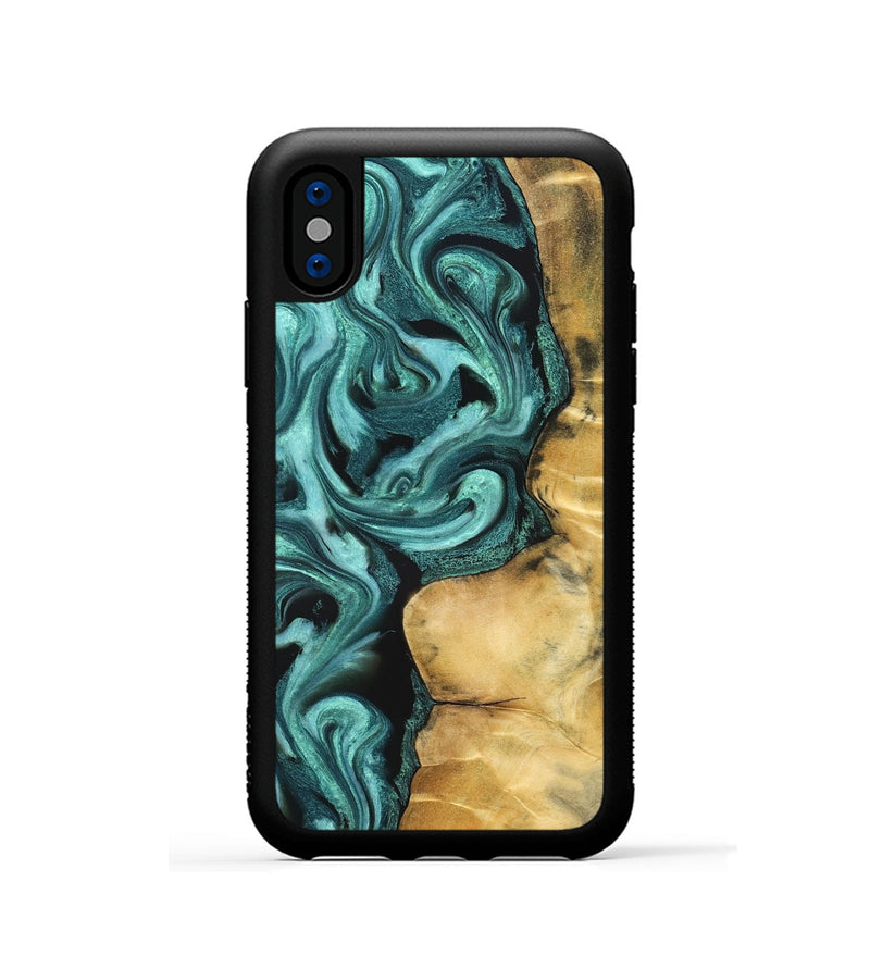 iPhone Xs Wood Phone Case - Andi (Green, 824586)