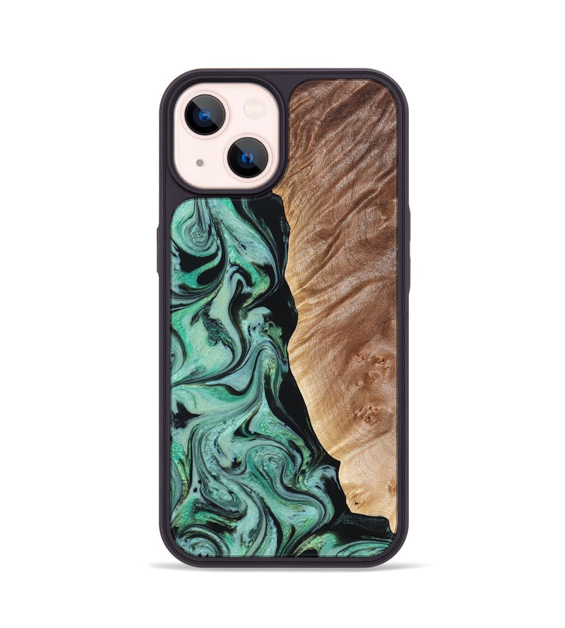 iPhone 14 Wood Phone Case - Libby (Green, 824592)