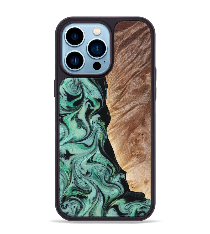 iPhone 14 Pro Max Wood Phone Case - Libby (Green, 824592)