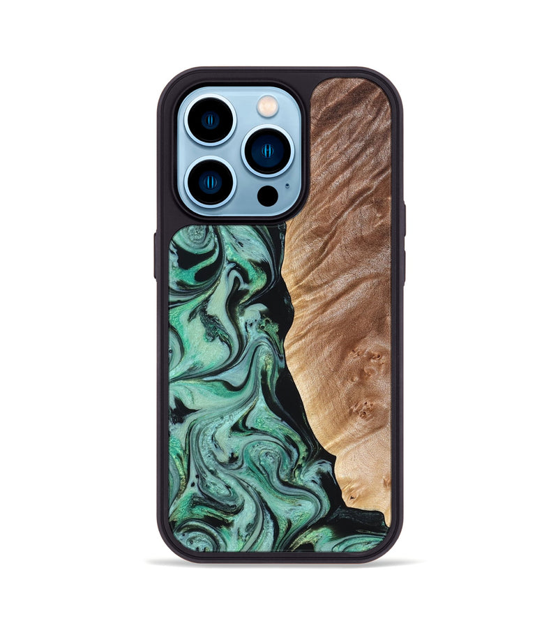 iPhone 14 Pro Wood Phone Case - Libby (Green, 824592)