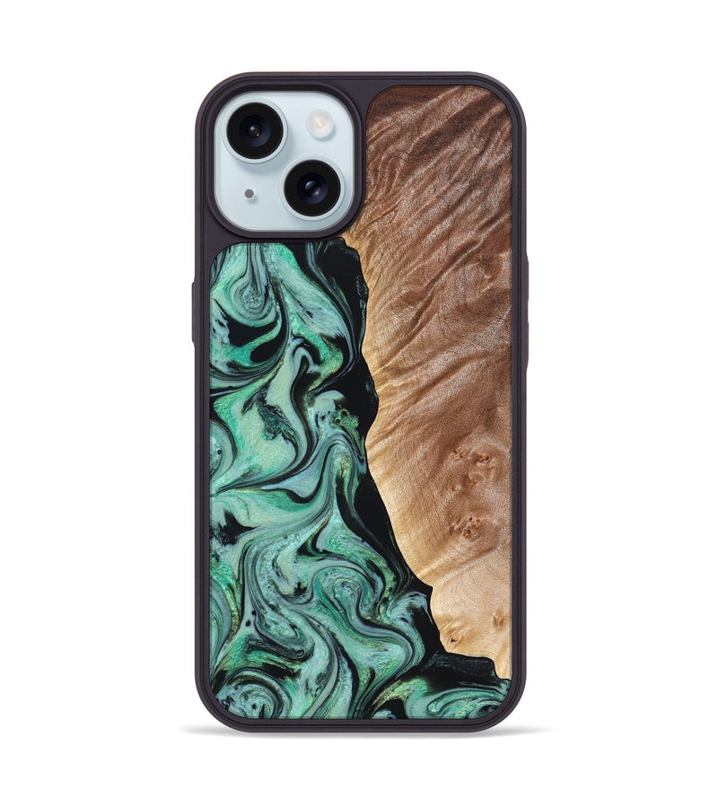 iPhone 15 Wood Phone Case - Libby (Green, 824592)