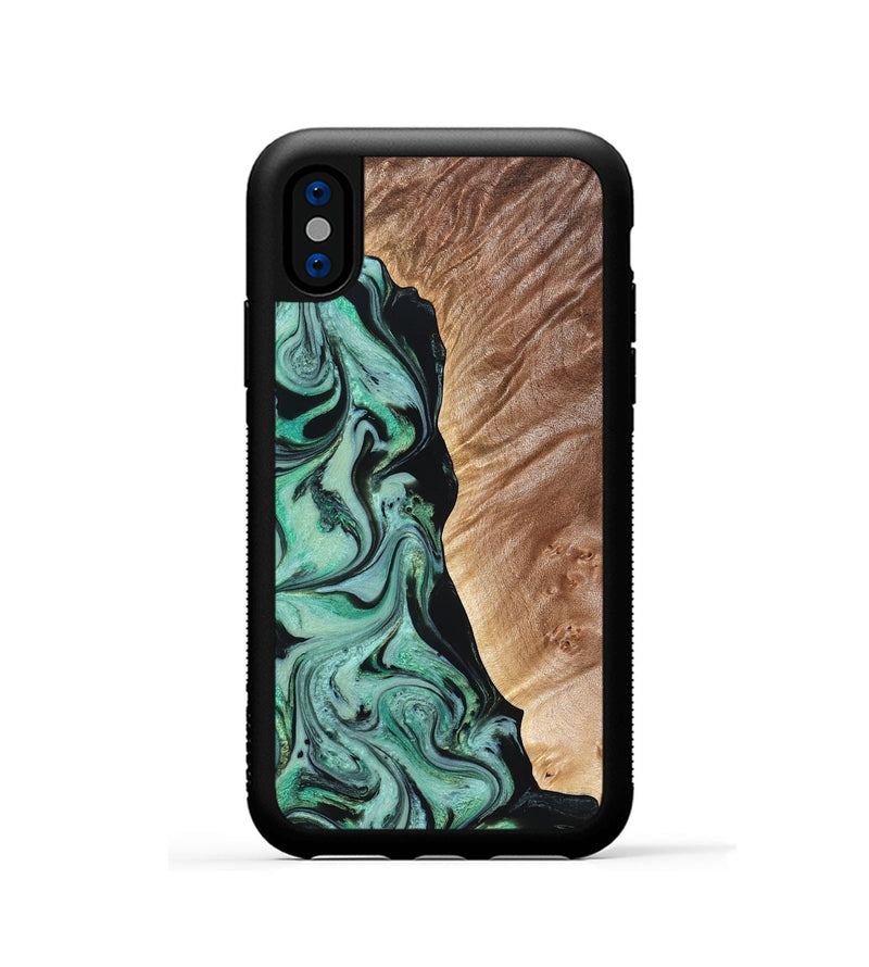 iPhone Xs Wood Phone Case - Libby (Green, 824592)