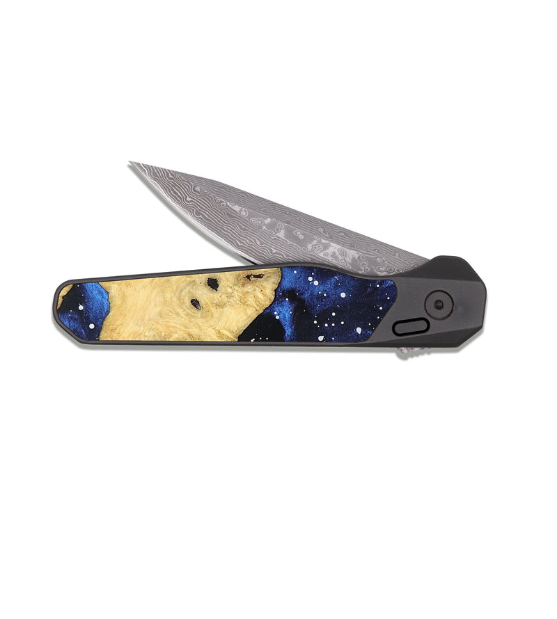 EDC Dark Damascus Wood Pocket Knife - Ermias (Cosmos, 824602)