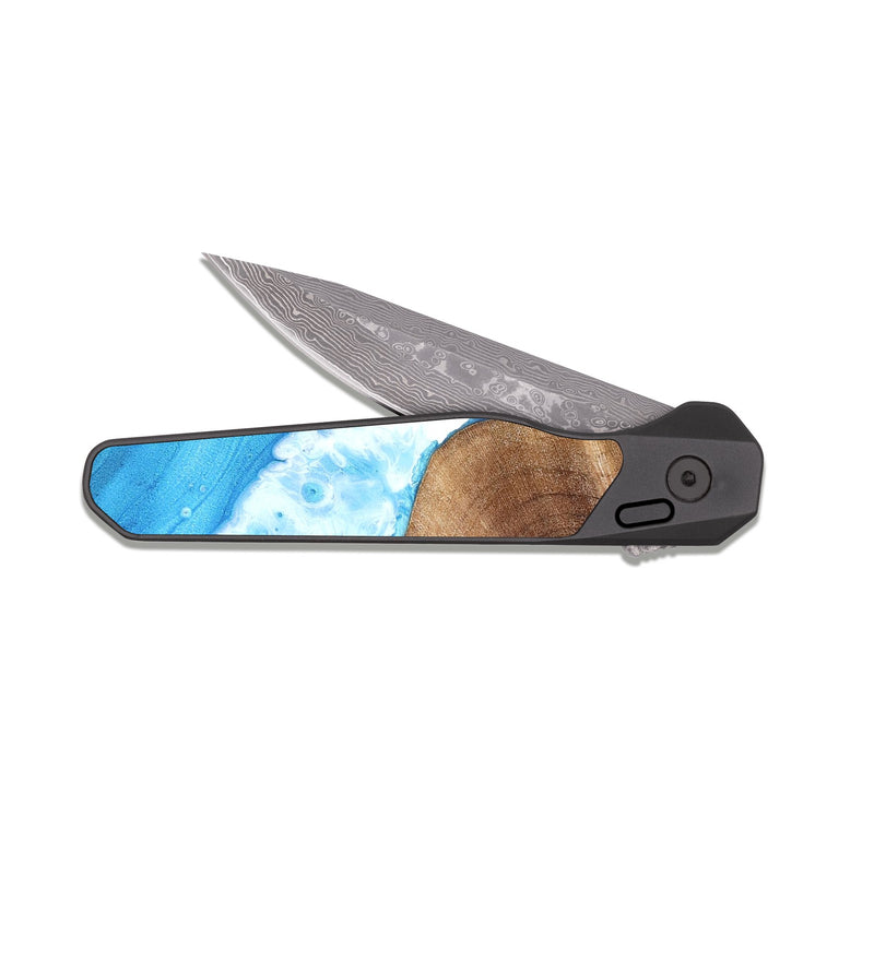 EDC Dark Damascus Wood Pocket Knife - Janae (Coastal, 824618)