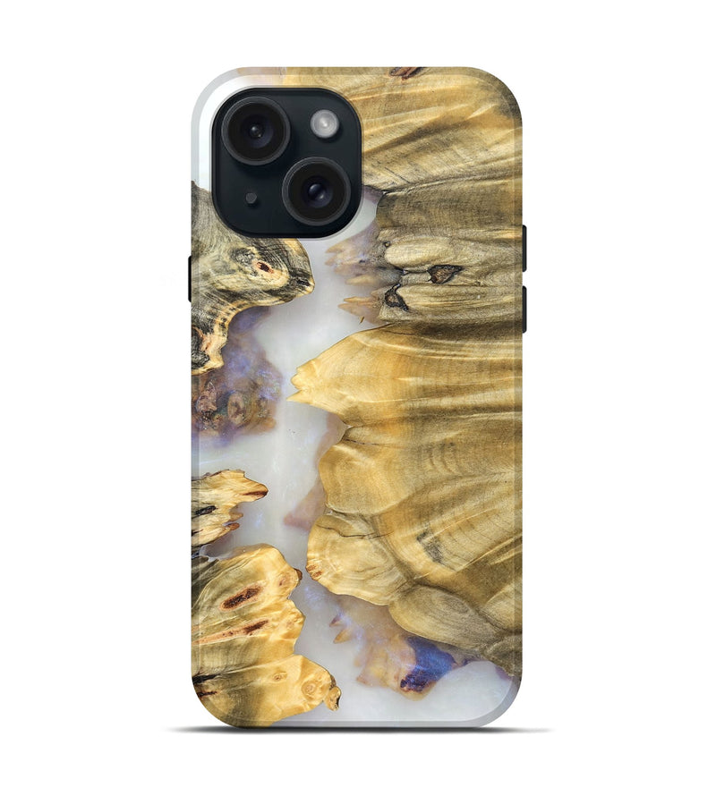 iPhone 15 Wood Live Edge Phone Case - Marley (Clear, 824624)