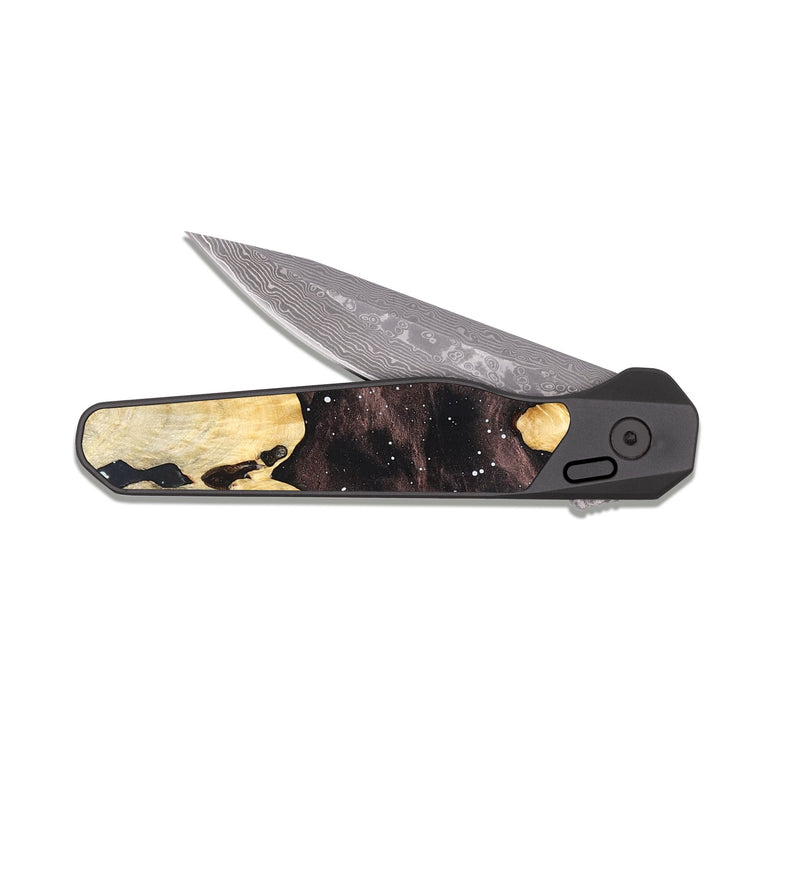 EDC Dark Damascus Wood Pocket Knife - Brylee (Cosmos, 824644)