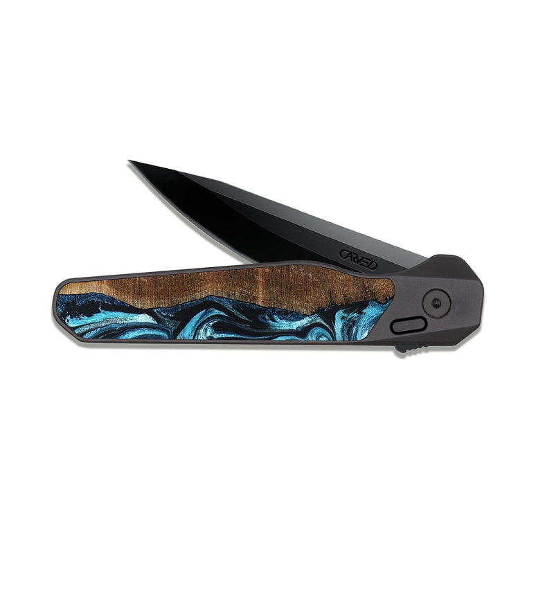 EDC Dark Slate Wood Pocket Knife - Adeline (Blue, 824663)