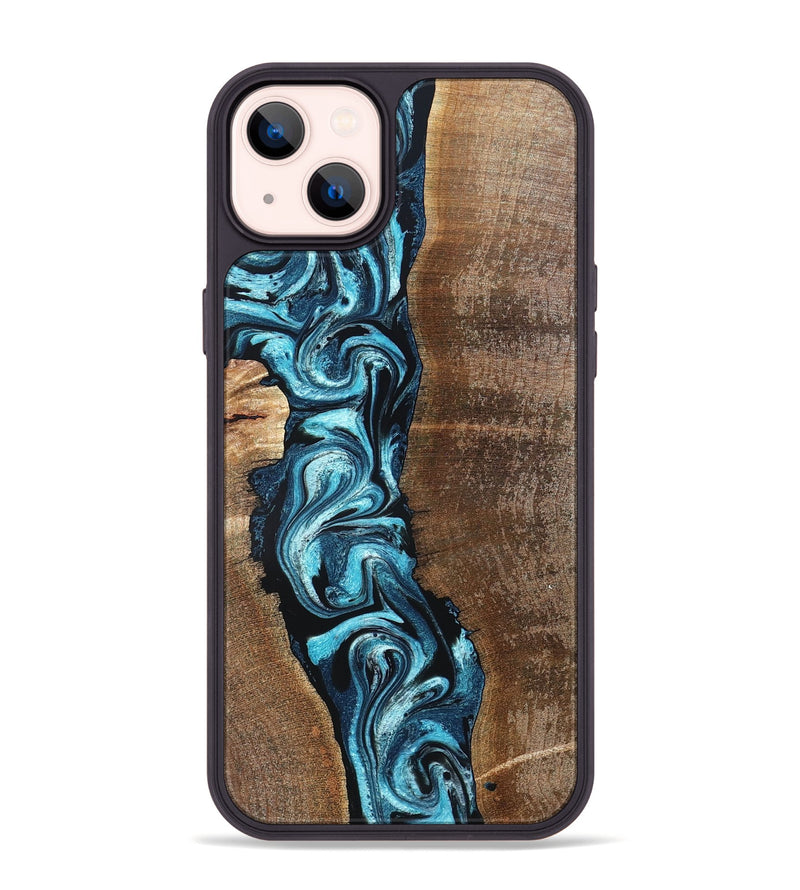 iPhone 14 Plus Wood Phone Case - Adeline (Blue, 824663)