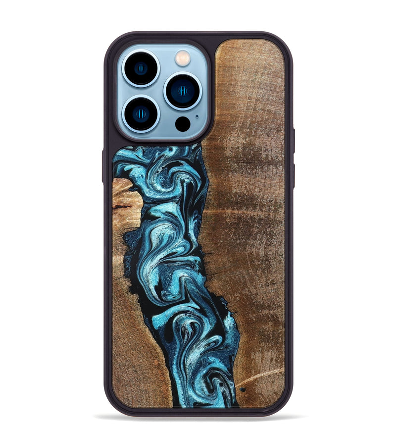iPhone 14 Pro Max Wood Phone Case - Adeline (Blue, 824663)