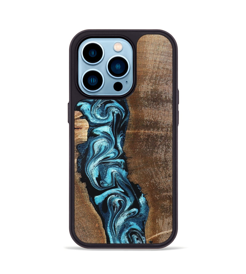 iPhone 14 Pro Wood Phone Case - Adeline (Blue, 824663)