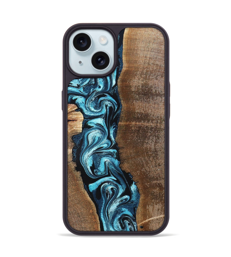 iPhone 15 Wood Phone Case - Adeline (Blue, 824663)