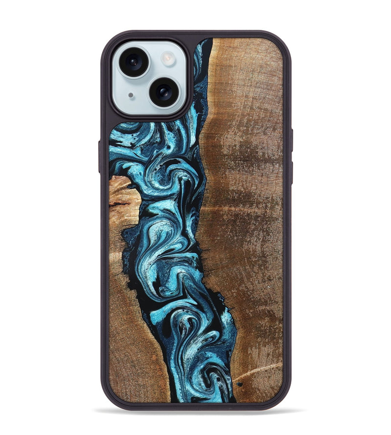 iPhone 15 Plus Wood Phone Case - Adeline (Blue, 824663)