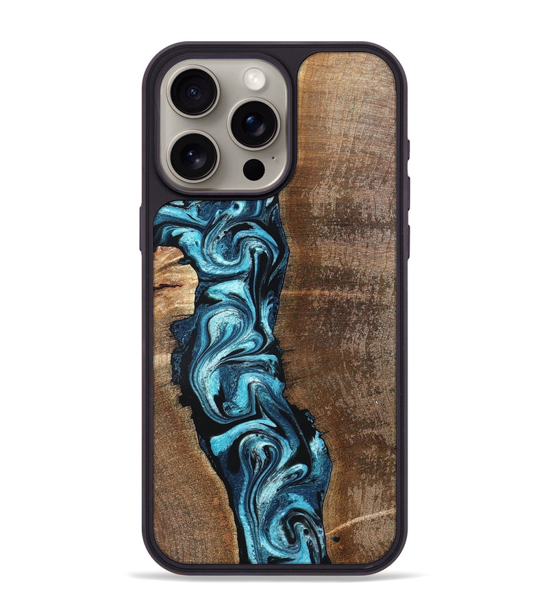 iPhone 15 Pro Max Wood Phone Case - Adeline (Blue, 824663)