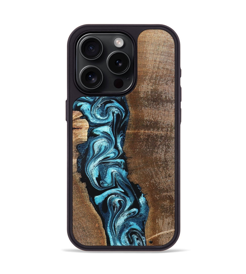 iPhone 15 Pro Wood Phone Case - Adeline (Blue, 824663)