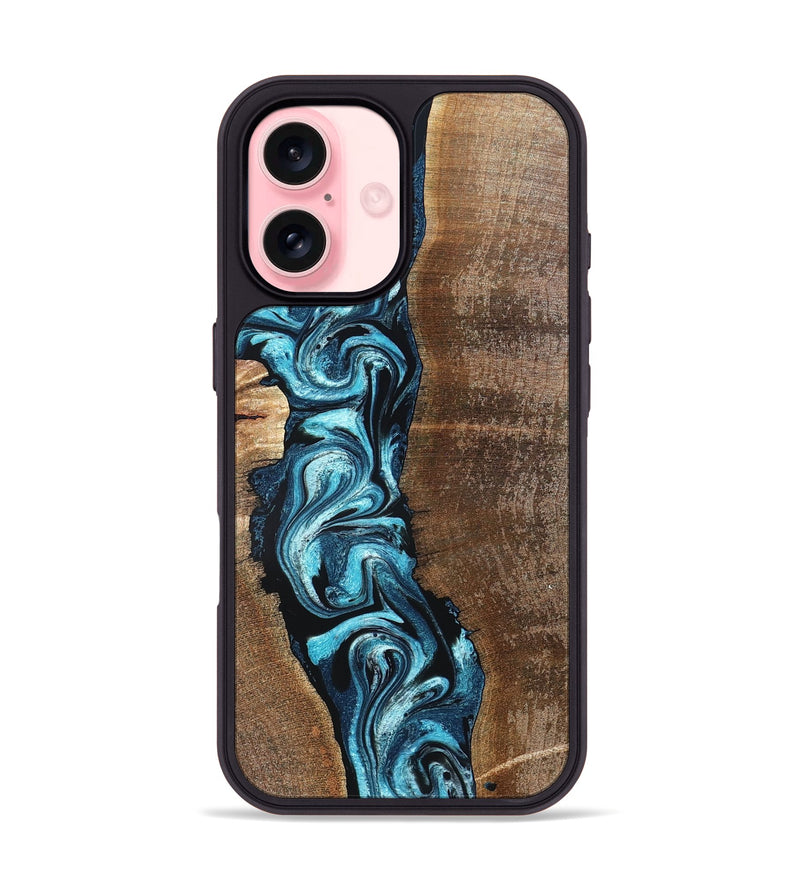 iPhone 16 Wood Phone Case - Adeline (Blue, 824663)