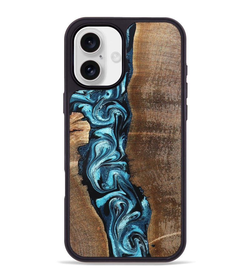 iPhone 16 Plus Wood Phone Case - Adeline (Blue, 824663)