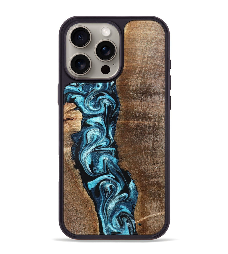 iPhone 16 Pro Max Wood Phone Case - Adeline (Blue, 824663)