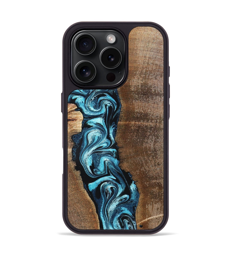 iPhone 16 Pro Wood Phone Case - Adeline (Blue, 824663)