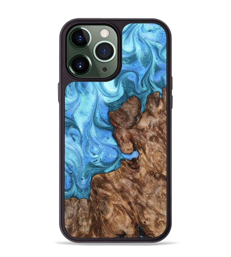 iPhone 13 Pro Max Wood Phone Case - Damon (Blue, 824664)