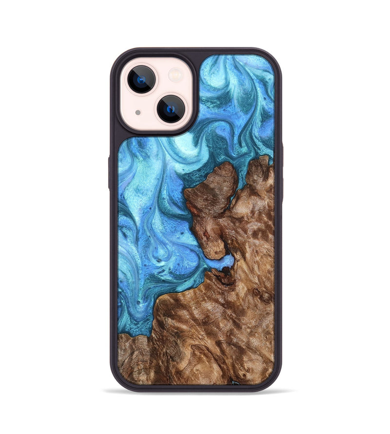 iPhone 14 Wood Phone Case - Damon (Blue, 824664)
