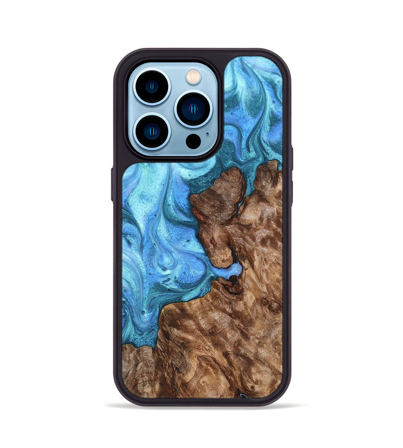 iPhone 14 Pro Wood Phone Case - Damon (Blue, 824664)