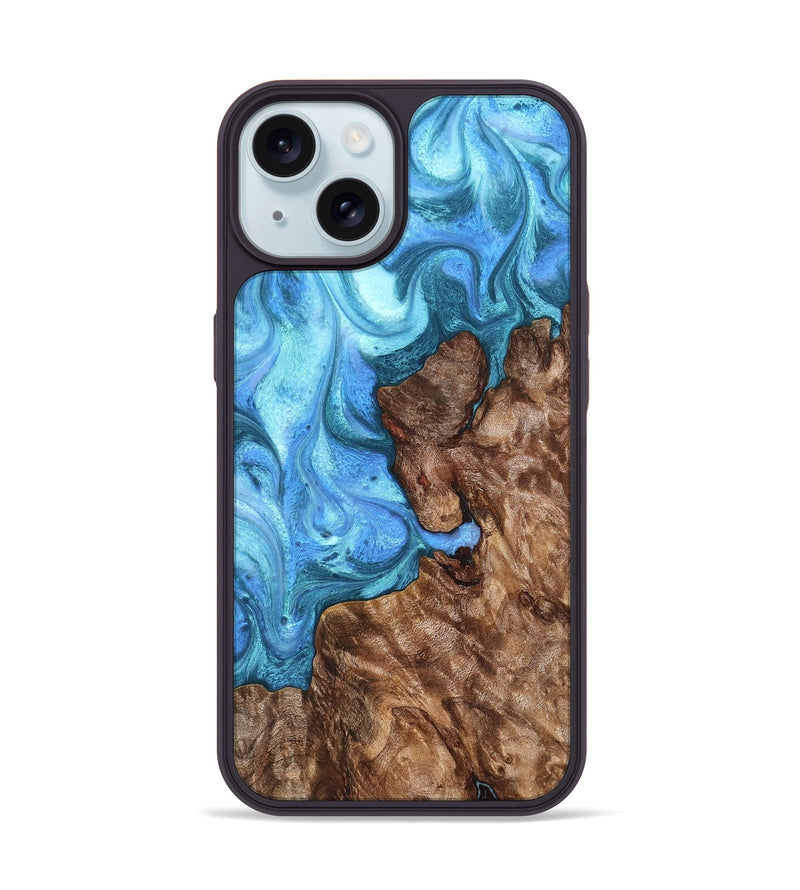 iPhone 15 Wood Phone Case - Damon (Blue, 824664)