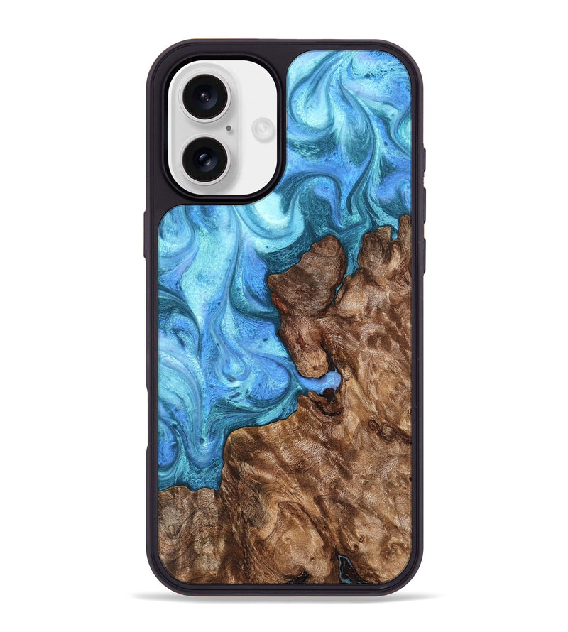iPhone 16 Plus Wood Phone Case - Damon (Blue, 824664)