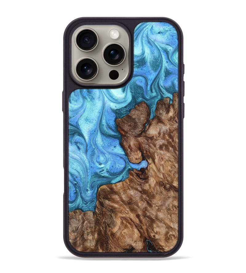 iPhone 16 Pro Max Wood Phone Case - Damon (Blue, 824664)