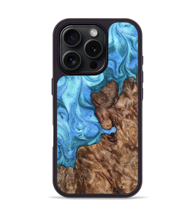 iPhone 16 Pro Wood Phone Case - Damon (Blue, 824664)