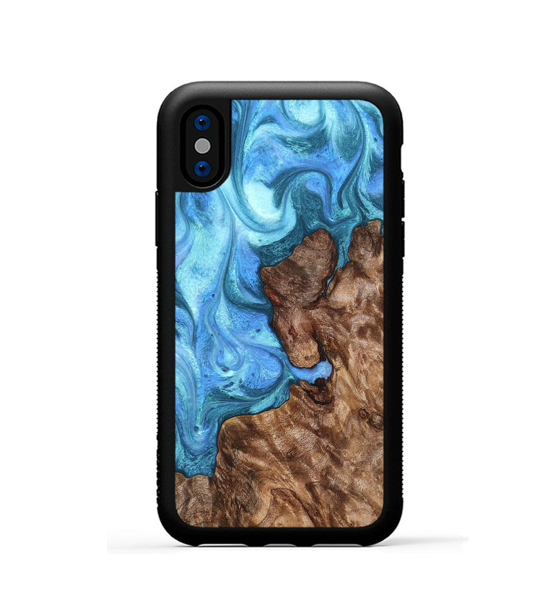 iPhone Xs Wood Phone Case - Damon (Blue, 824664)